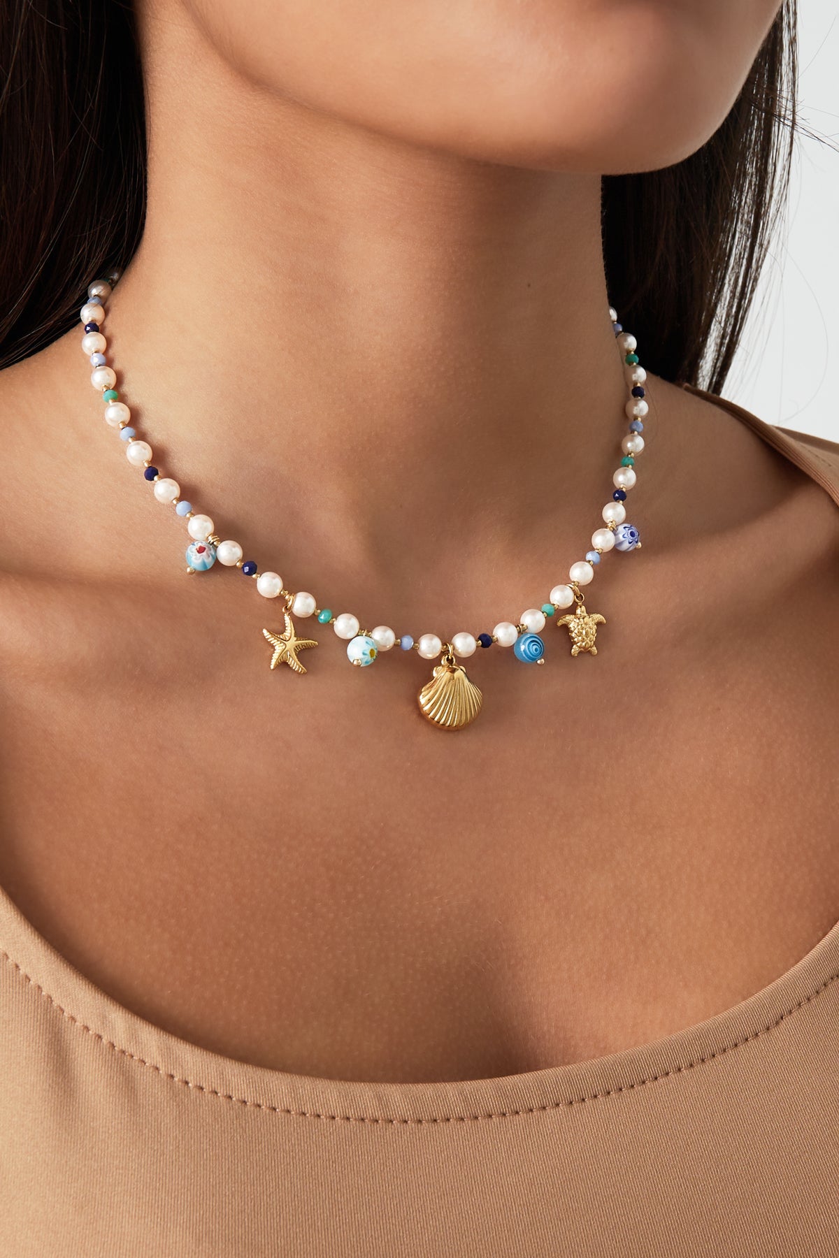 Collier amoureux des tortues - Couleur bleu or