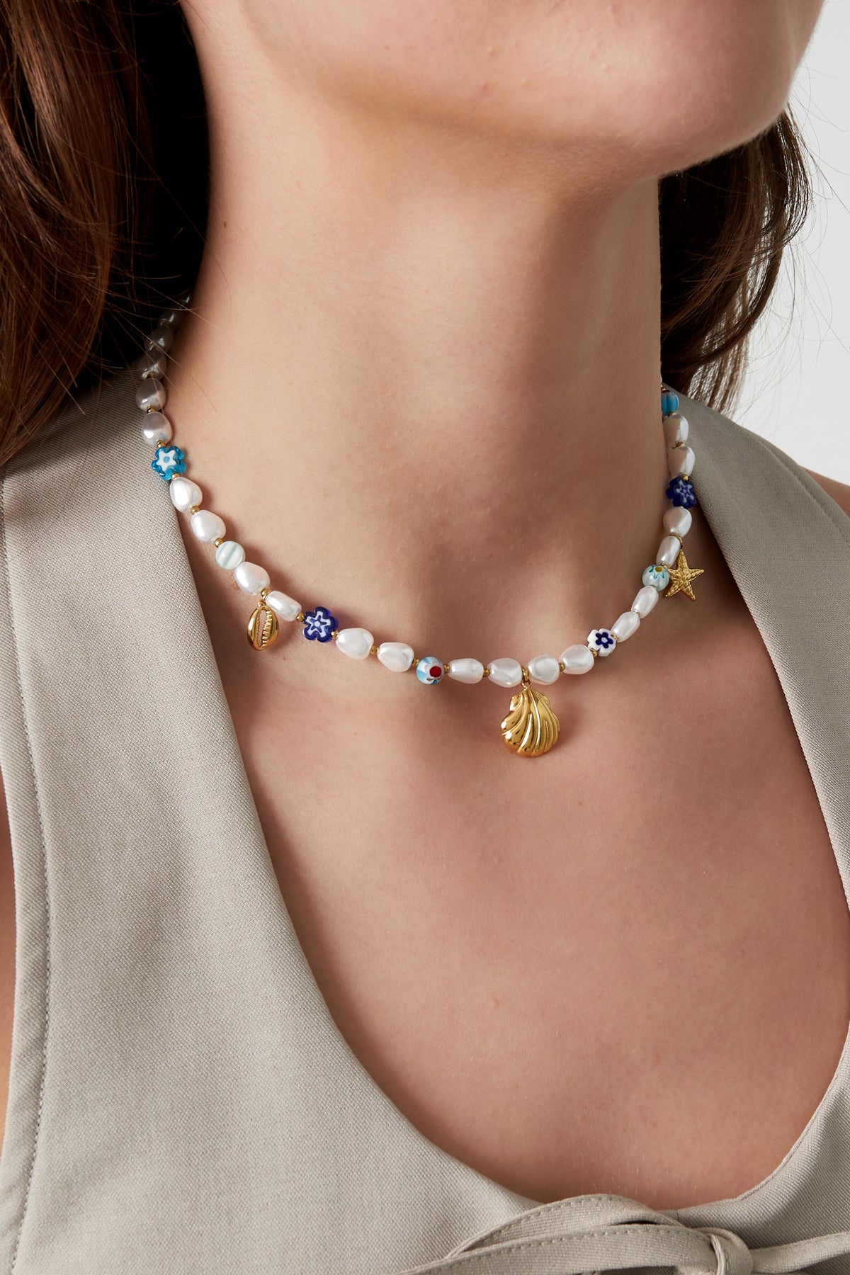 Chaîne extra vie marine - Couleur bleu or