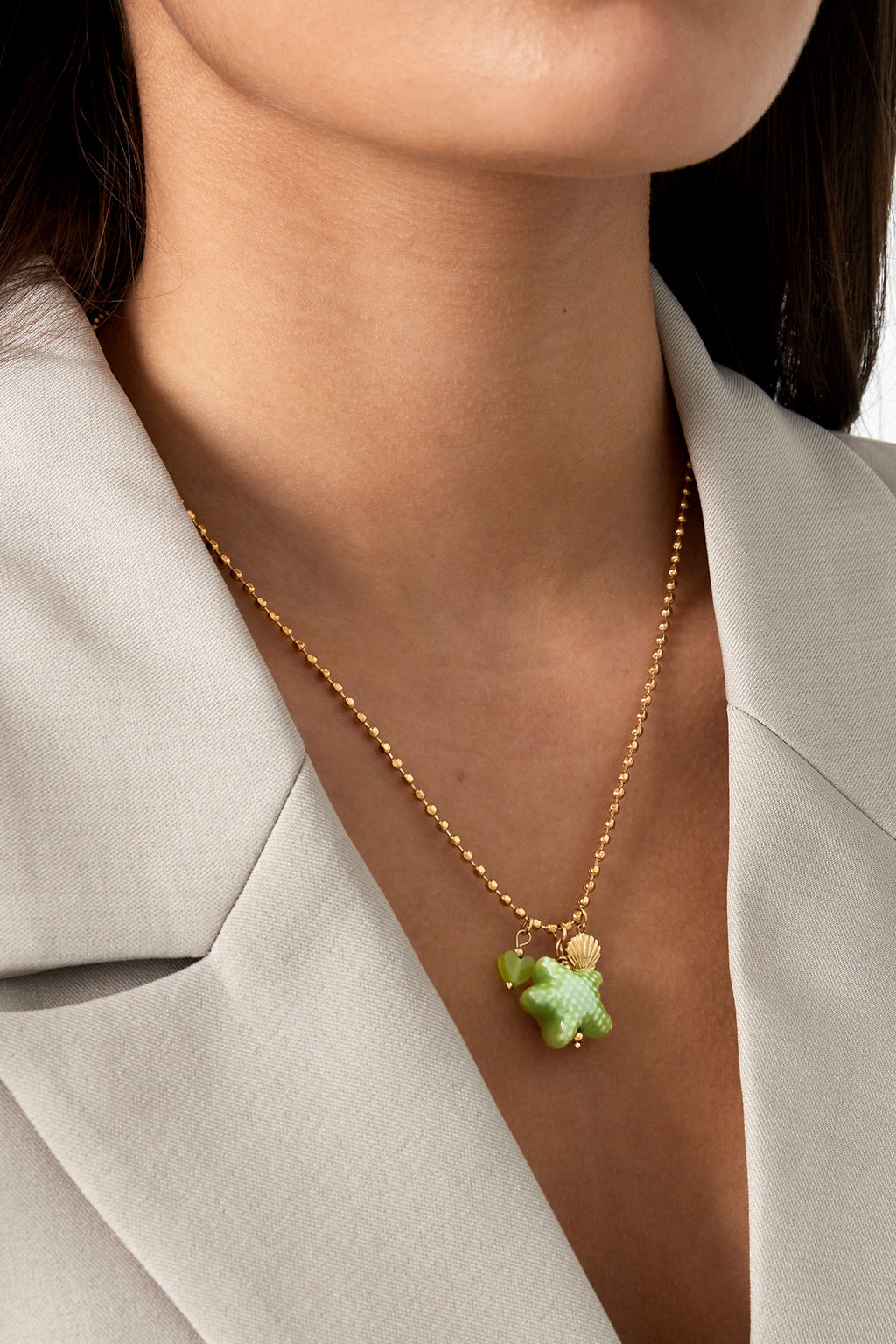 Collier bord de mer - Couleur vert et or