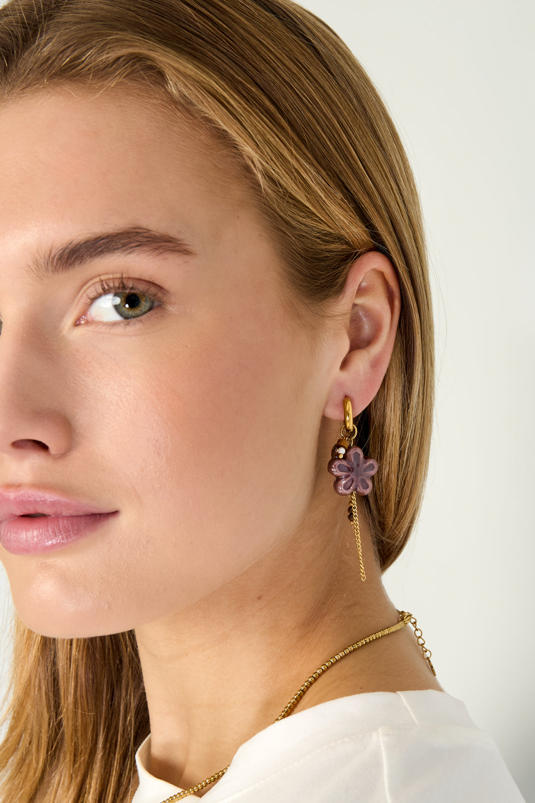 Boucles d'oreilles pendantes en acier inoxydable, style décontracté et simple, série Fleur, bijoux pour femmes