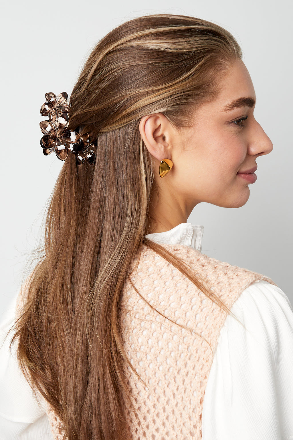 Barrette à cheveux fleurs sauvages - Marron