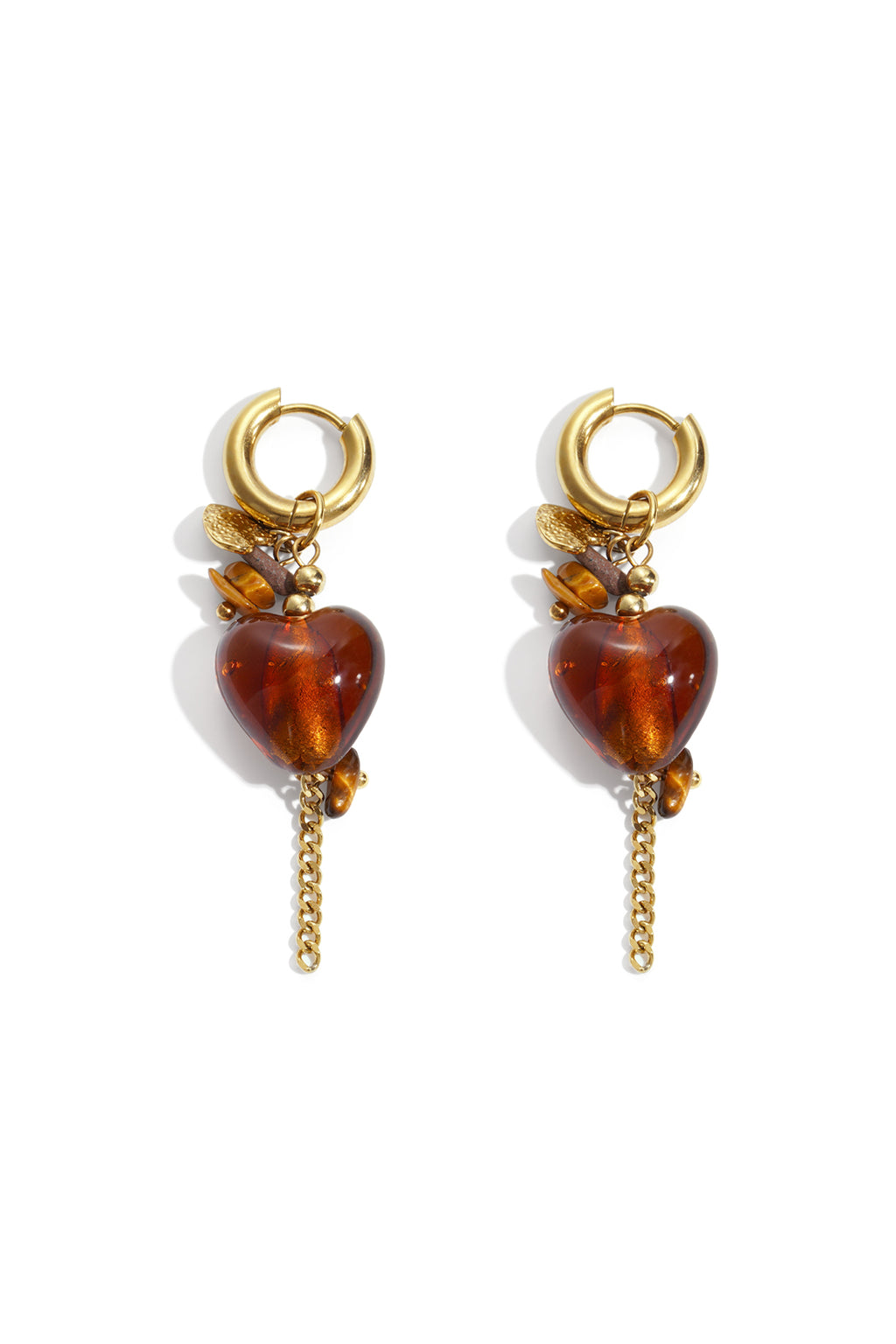 Boucles d'oreilles pendantes en acier inoxydable, série Heart Daily Simple, bijoux pour femmes