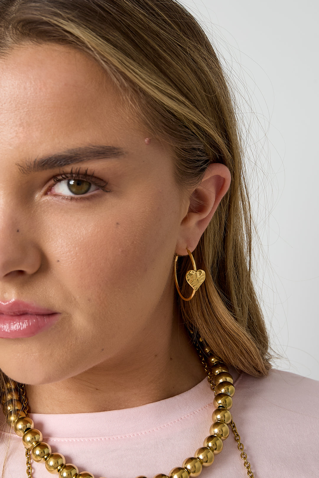 Boucles d'oreilles créoles avec cœur - 63881