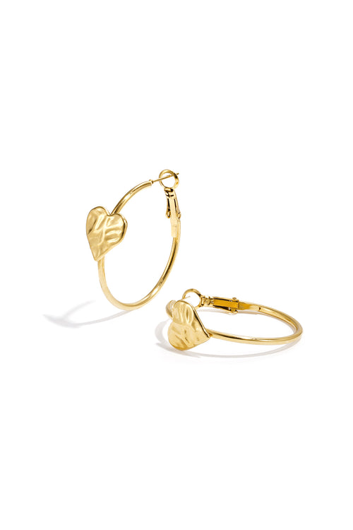 Boucles d'oreilles créoles avec cœur - 63881