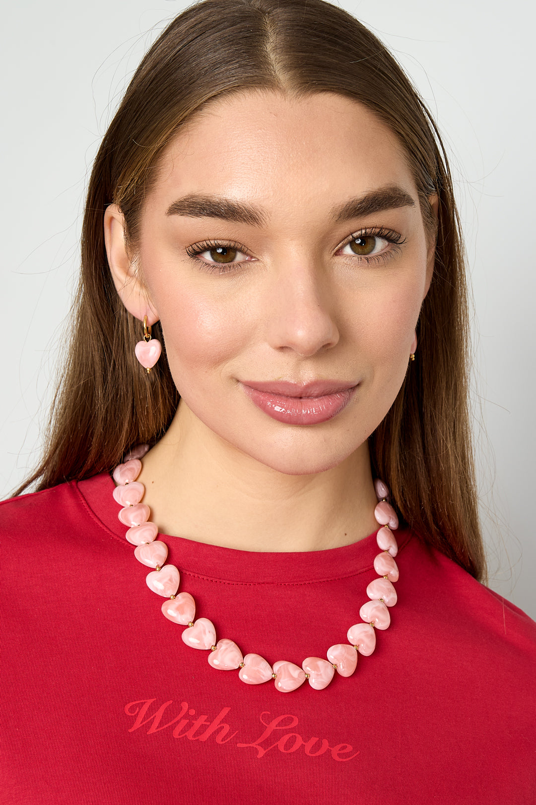 Collier avec perles en forme de cœur