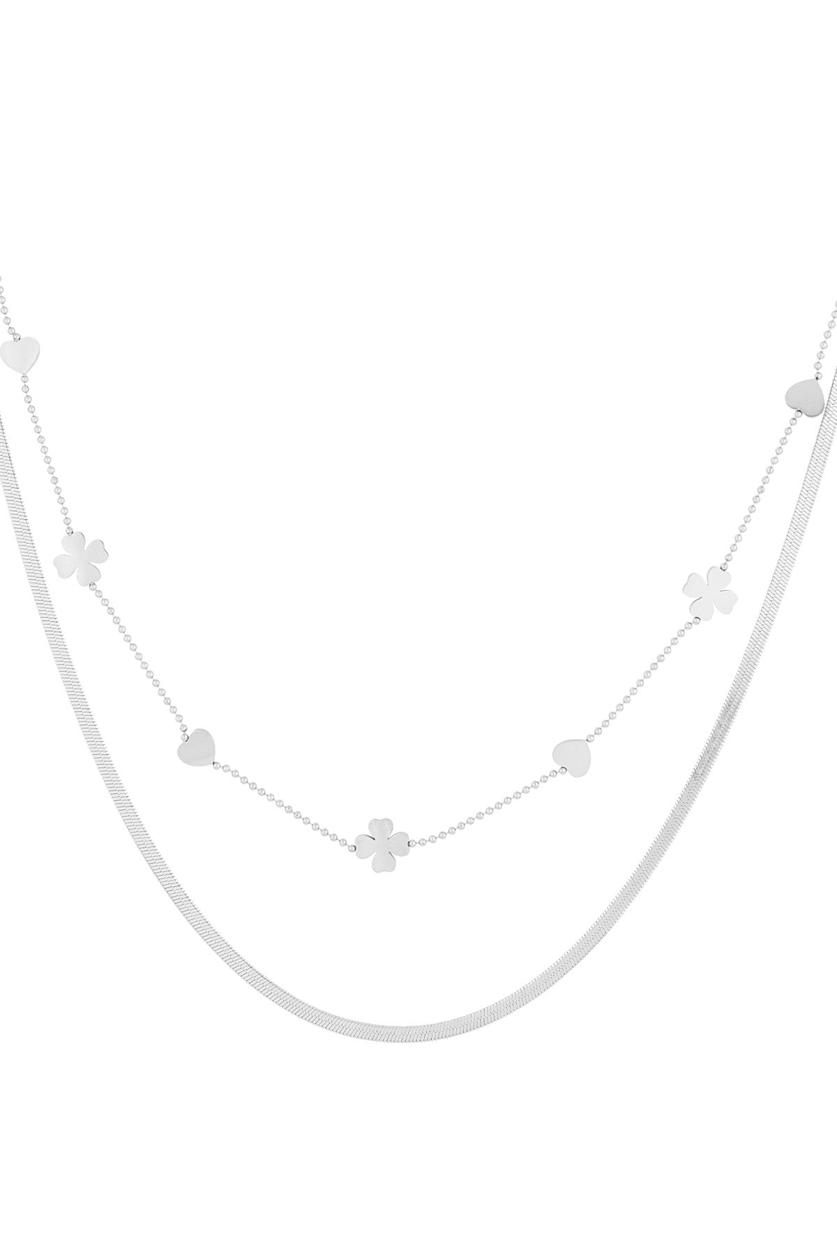 collier double coeur trèfle