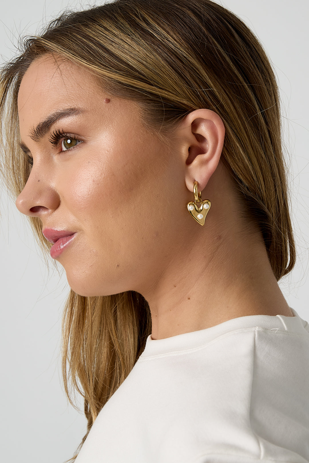 Boucles d'oreilles Créoles Cœur perlé - 63668