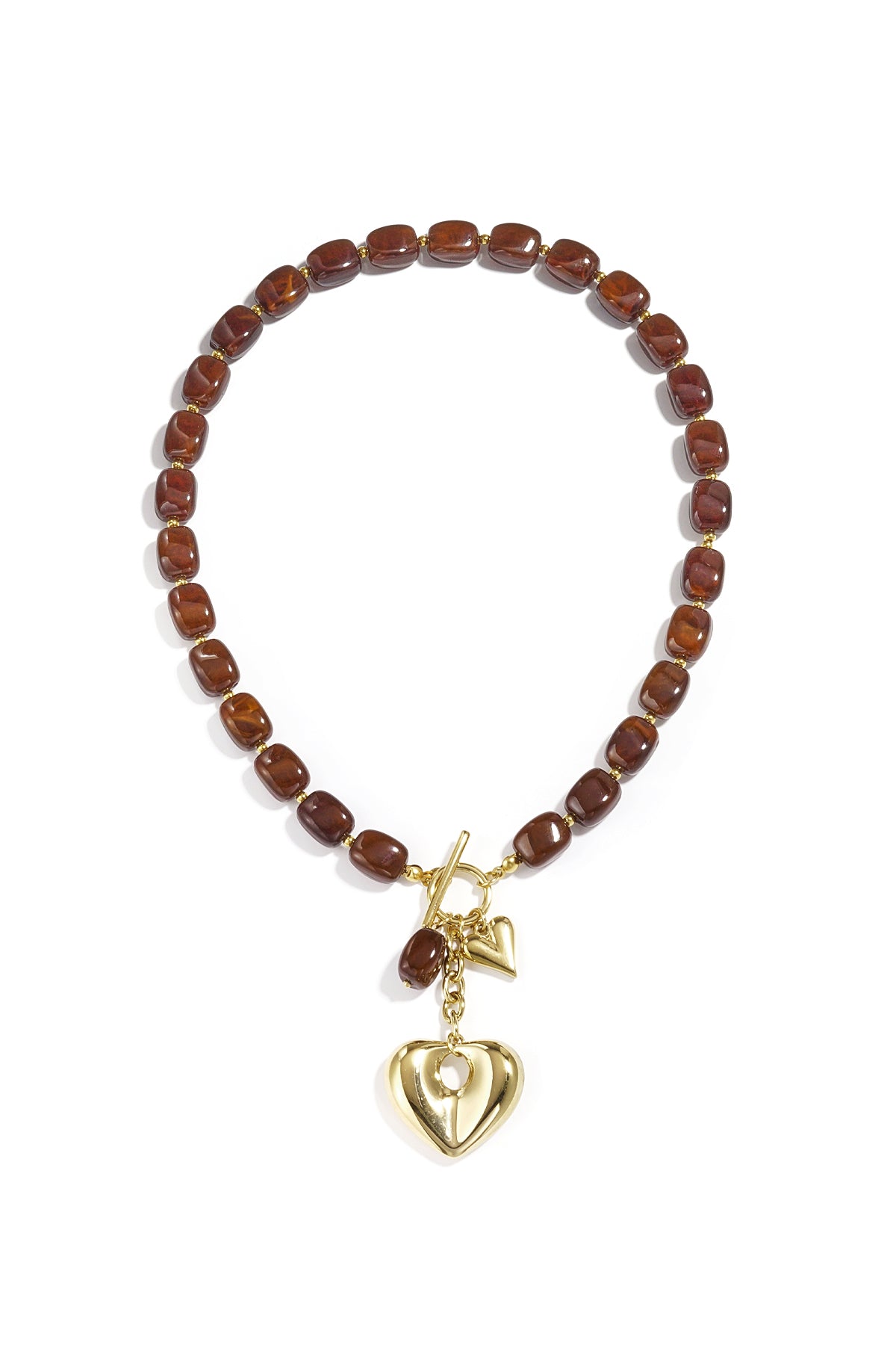 Collier de perles squovales avec pendentif cœur