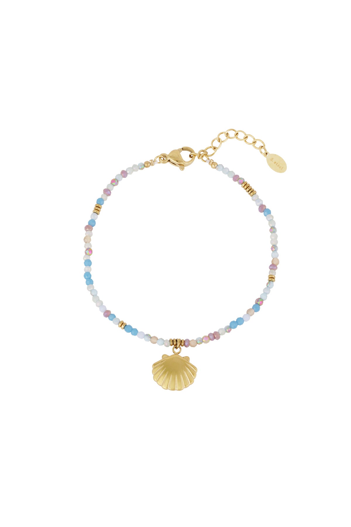 bracelet coquillages colcouleur orés - bleu couleur or