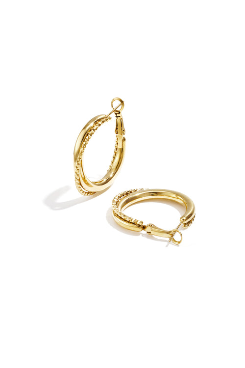 Boucles d'oreilles doubles créoles - 63399
