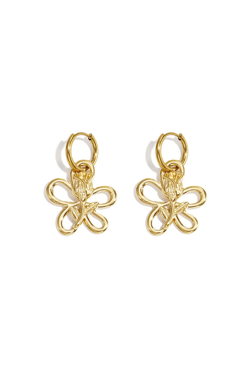 Boucles d'oreilles avec pendentif rose en fleur - 63879