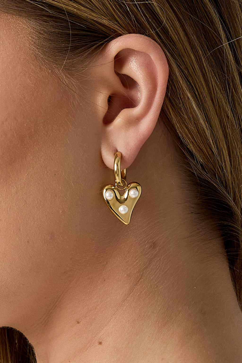 Boucles d'oreilles Créoles Cœur perlé - 63668