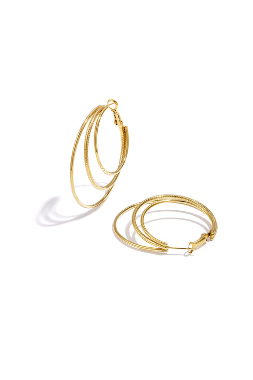 Boucles d'oreilles créoles superposées - 63392