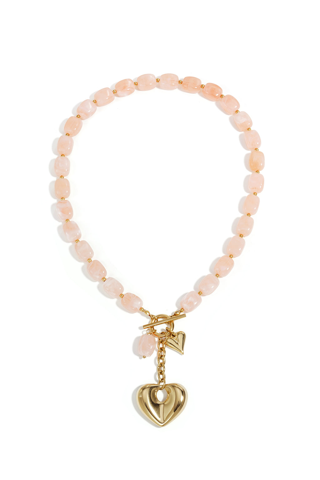 Collier de perles squovales avec pendentif cœur