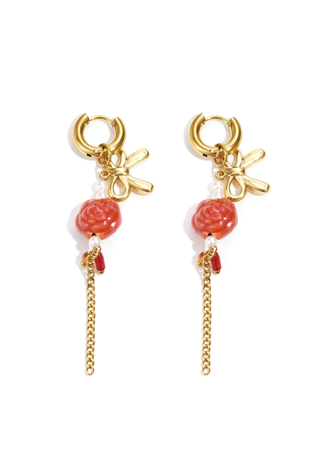 Boucles d'oreilles pendantes en acier inoxydable, série Fleur, décontractée, simple et quotidienne, bijoux pour femmes