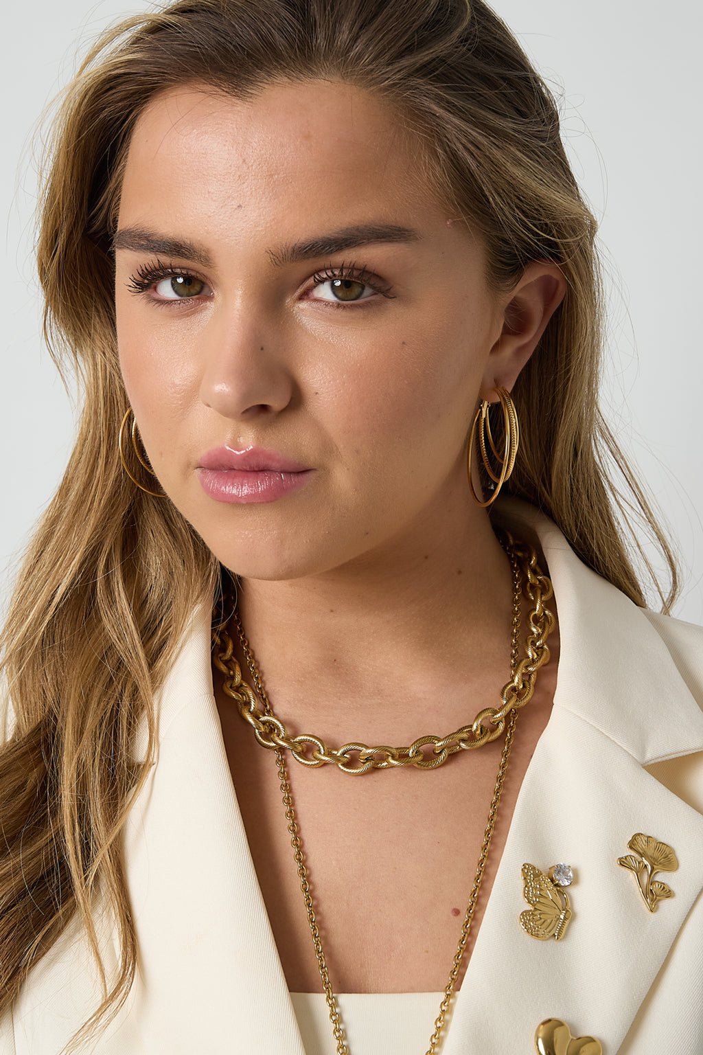 Boucles d'oreilles créoles superposées - 63392