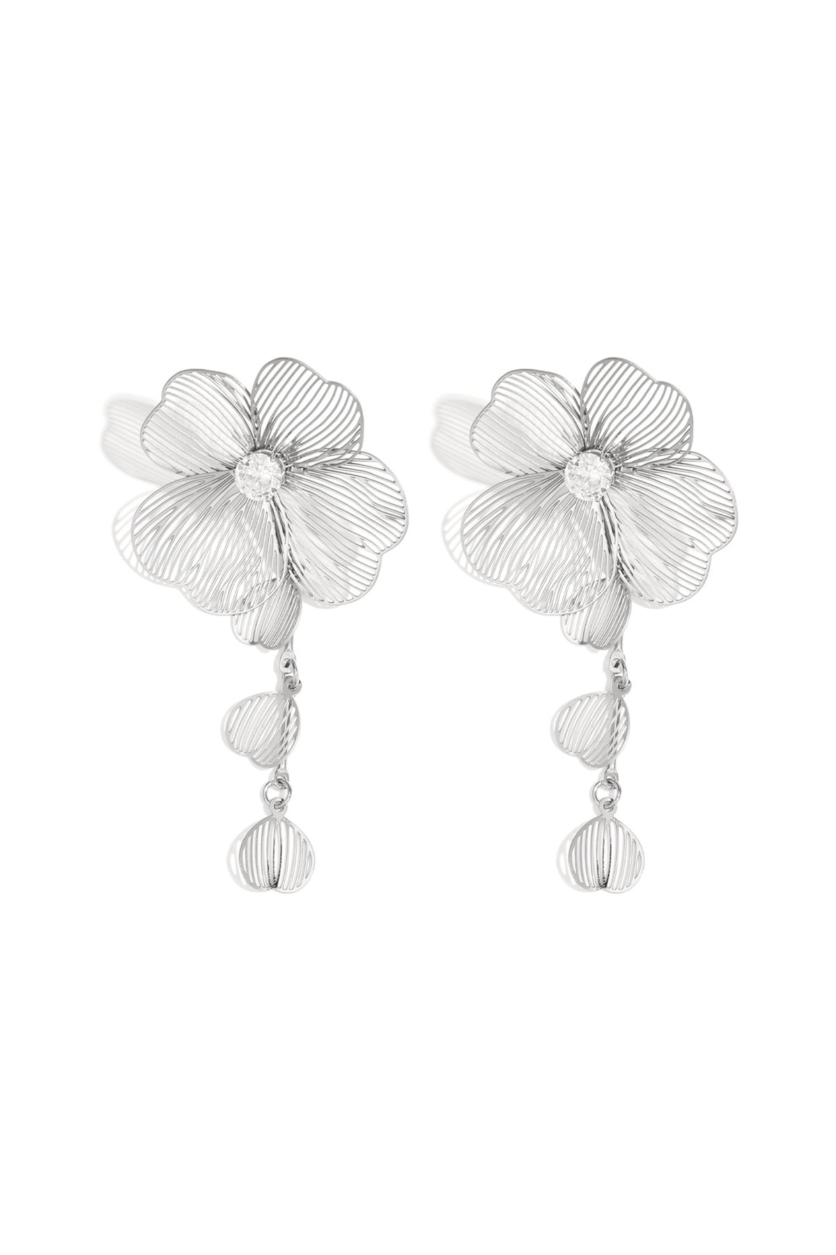 Boucles d'oreilles pendantes en acier inoxydable, style fleur, décontractées, simples, pour femmes
