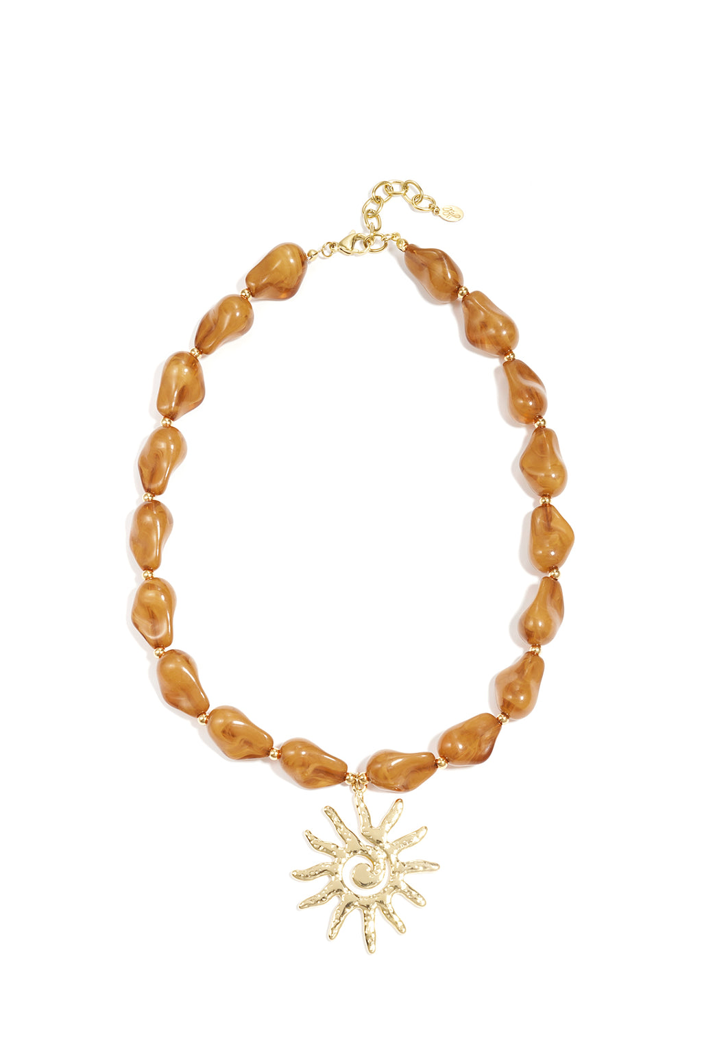 Collier perles pendentif soleil - 60647