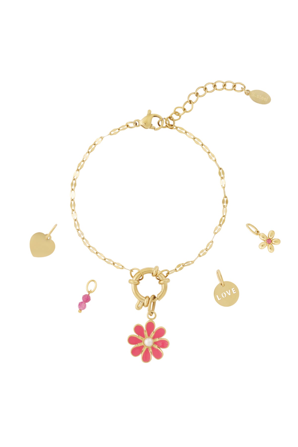 Bracelet DIY fleur rouge - 50431