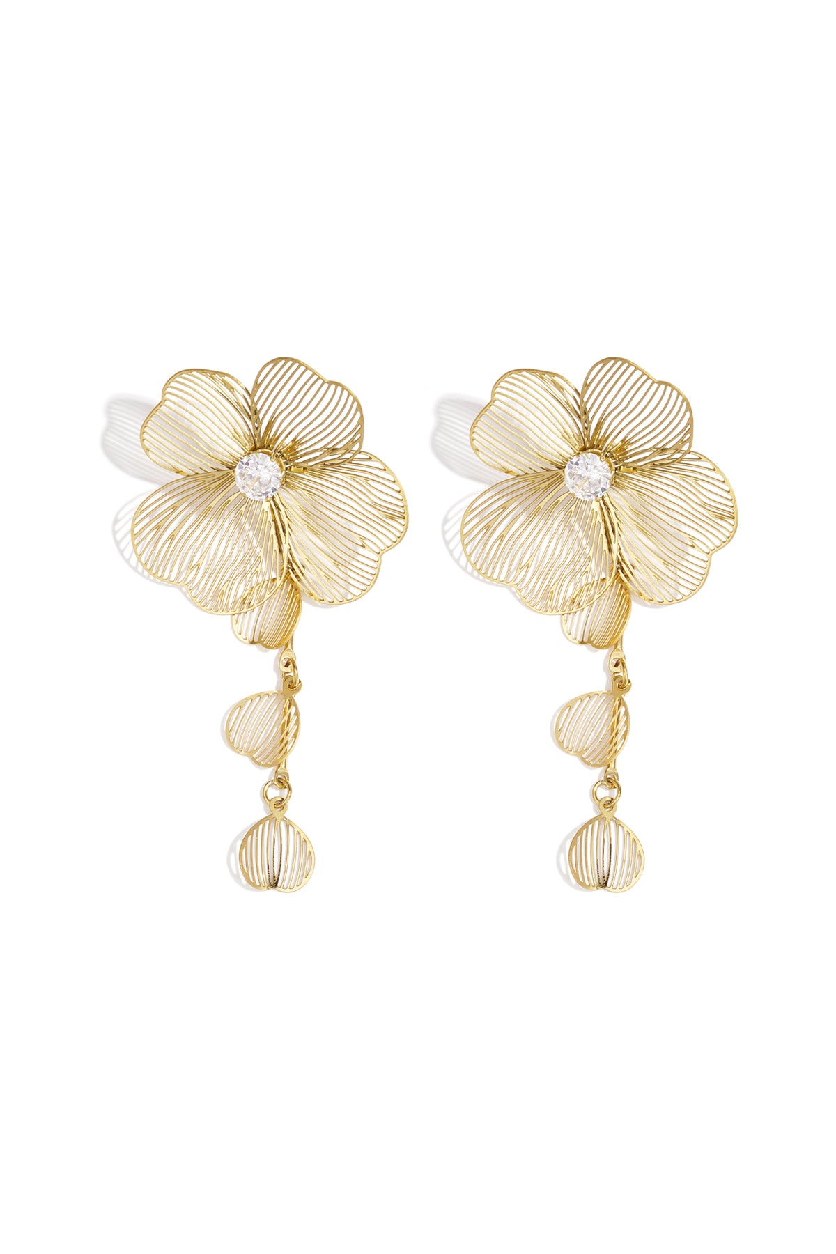 Boucles d'oreilles pendantes en acier inoxydable, style fleur, décontractées, simples, pour femmes