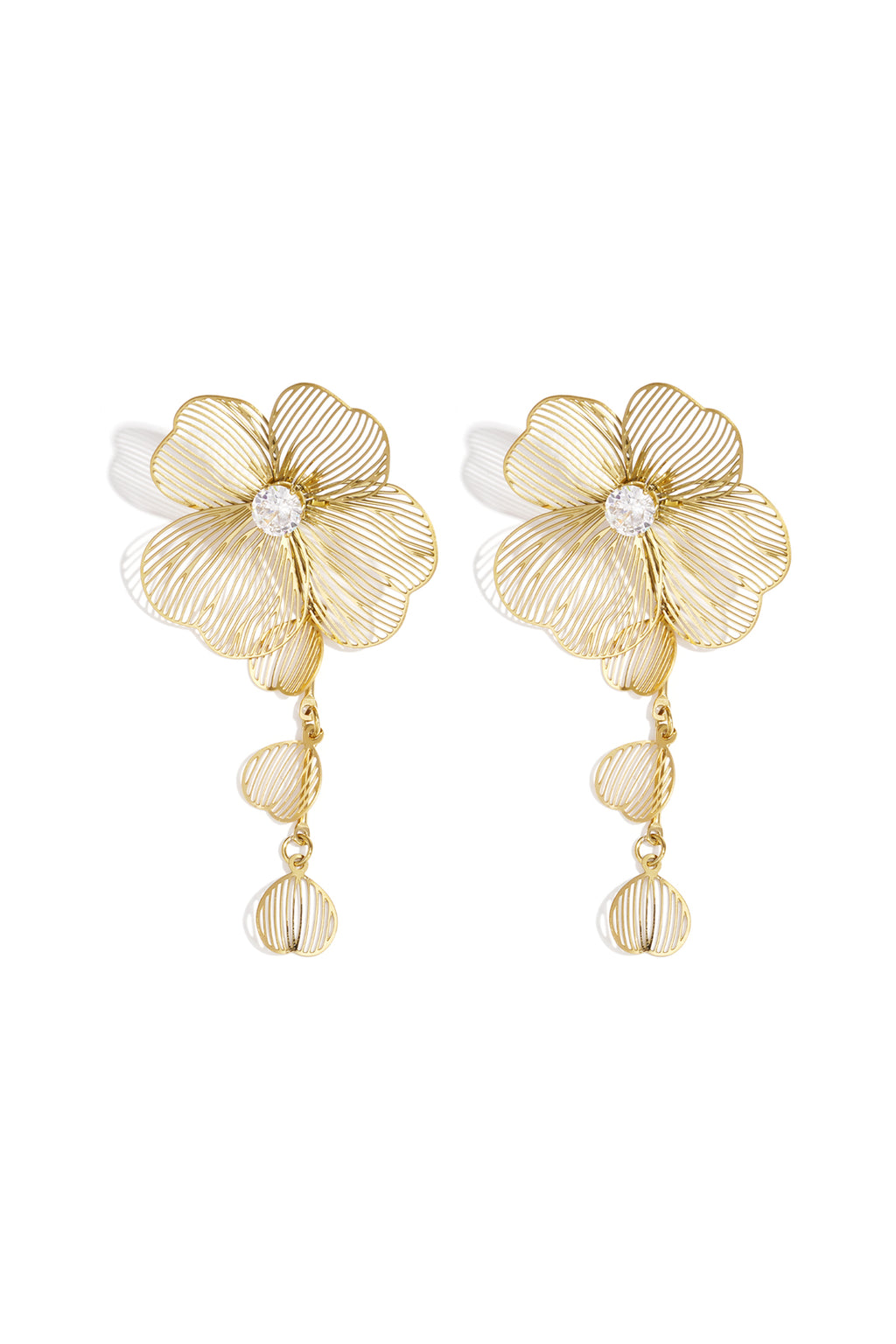 Boucles d'oreilles pendantes en acier inoxydable, style fleur, décontractées, simples, pour femmes