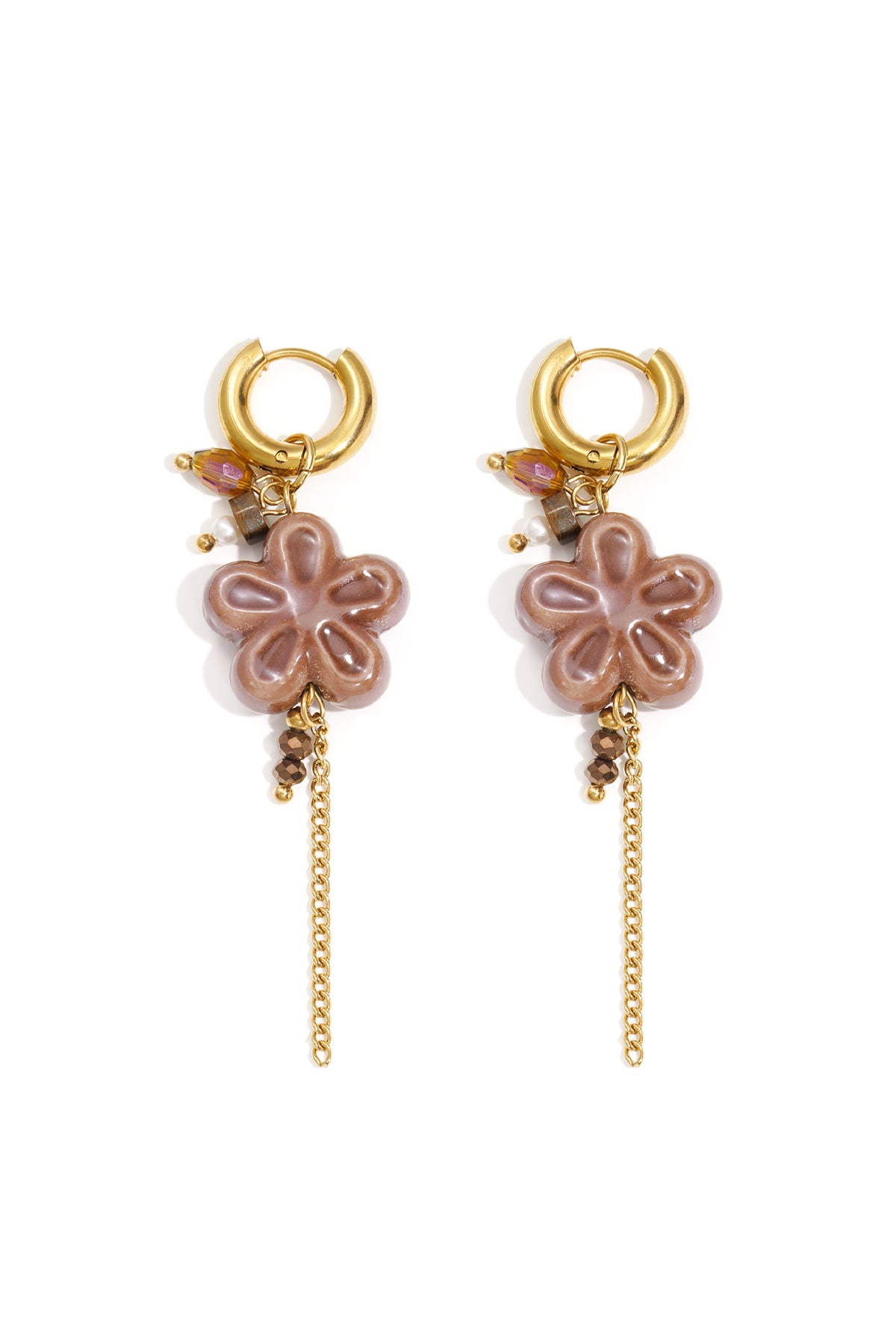 Boucles d'oreilles pendantes en acier inoxydable, style décontracté et simple, série Fleur, bijoux pour femmes