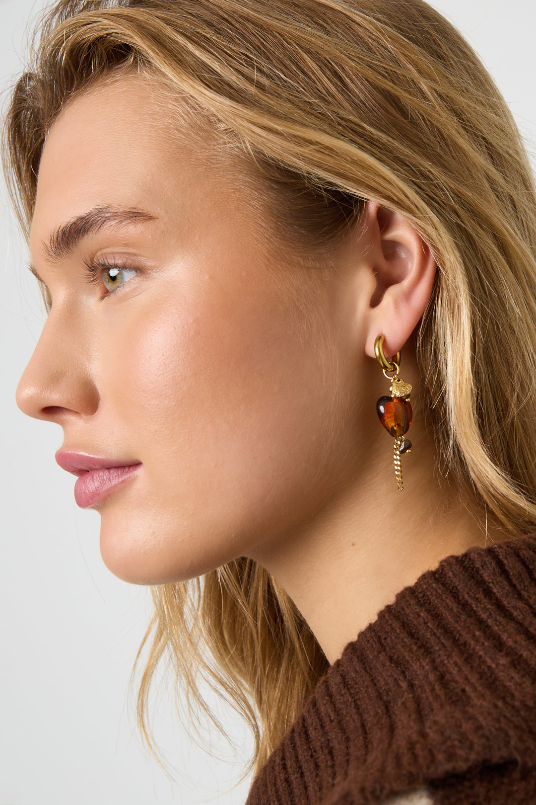 Boucles d'oreilles pendantes en acier inoxydable, série Heart Daily Simple, bijoux pour femmes