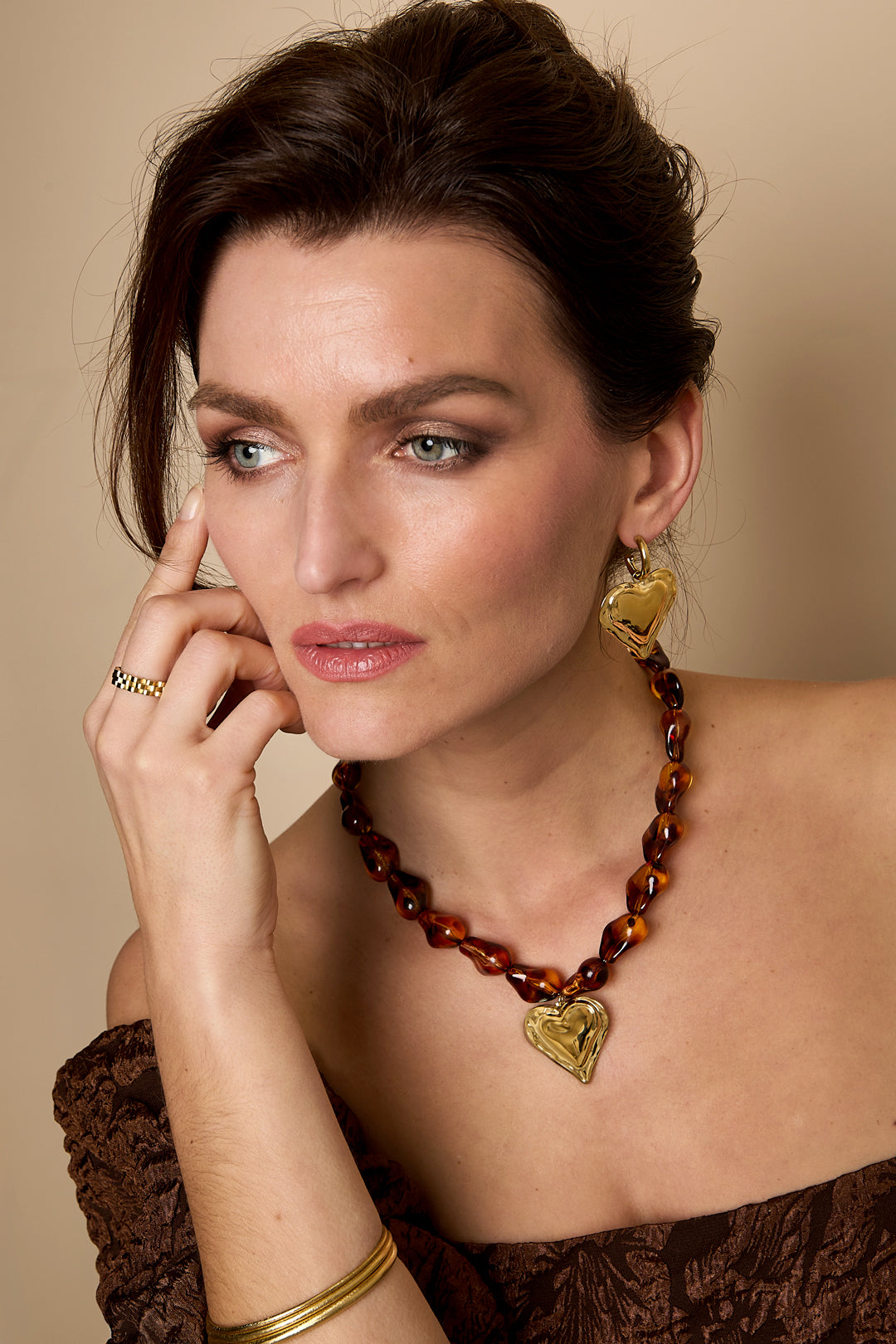 Colliers en perles acryliques Cœur - 62496