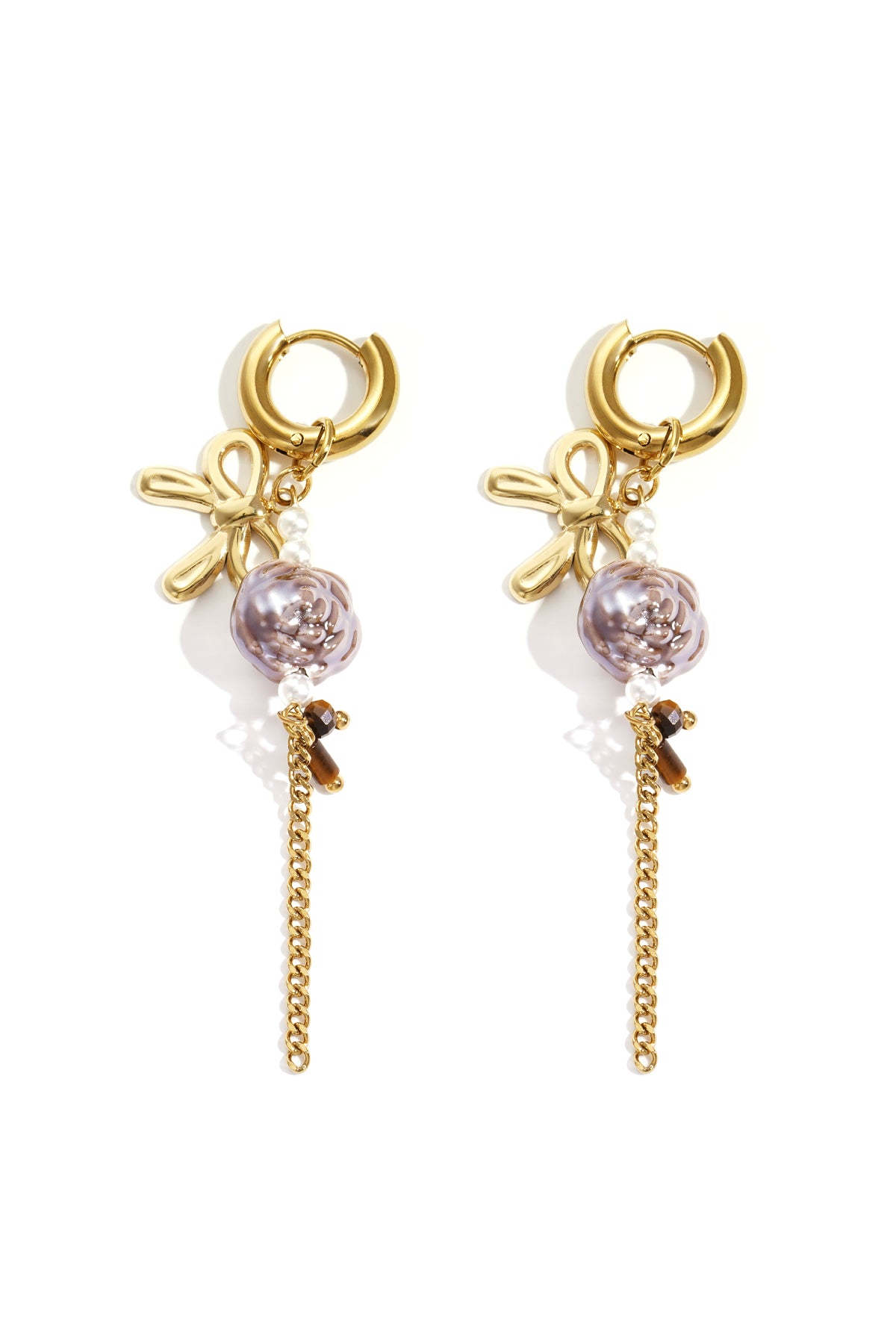 Boucles d'oreilles pendantes en acier inoxydable, série Fleur, décontractée, simple et quotidienne, bijoux pour femmes