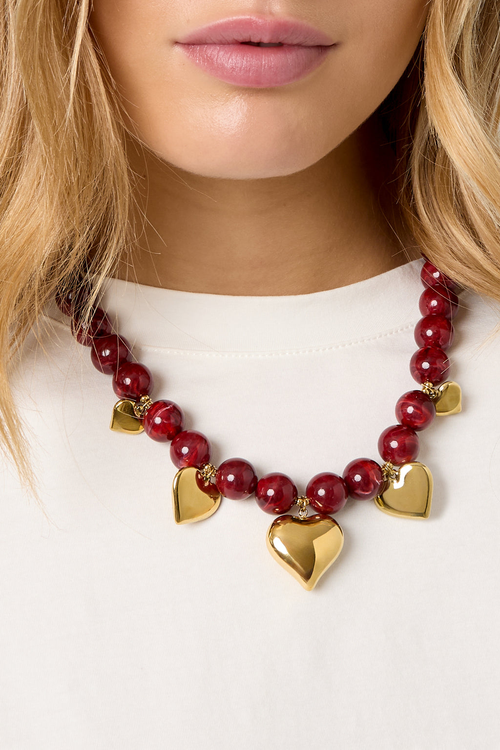 Colliers de perles en acrylique, style cœur, style décontracté, style ethnique, bijoux pour femmes