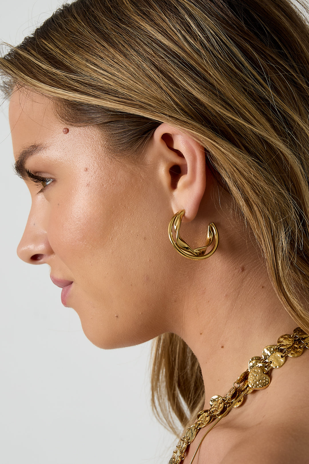 Boucles d'oreilles créoles doubles et épaisses - 63397