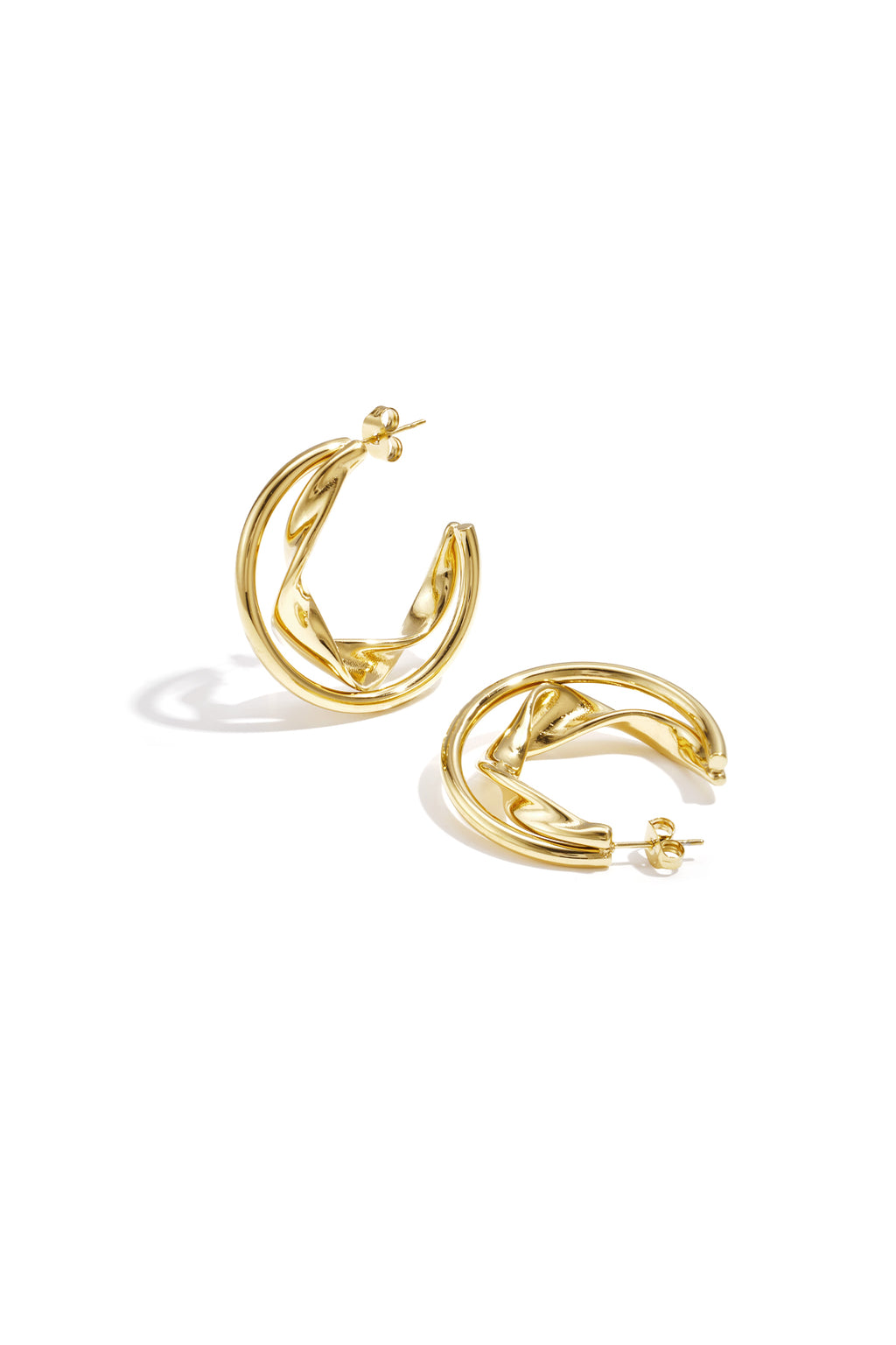 Boucles d'oreilles créoles doubles et épaisses - 63397