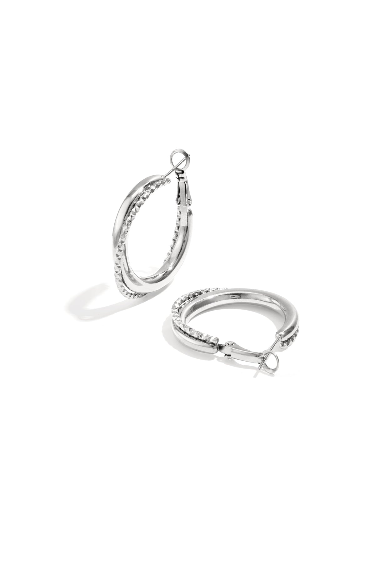 Boucles d'oreilles doubles créoles - 63399