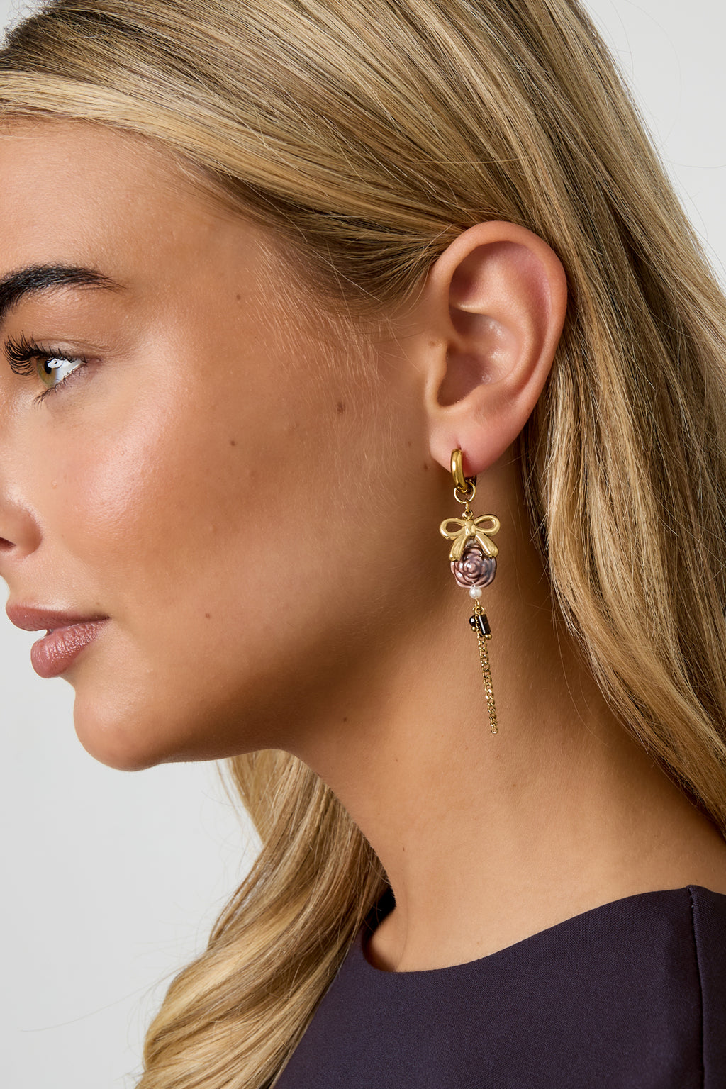 Boucles d'oreilles pendantes en acier inoxydable, série Fleur, décontractée, simple et quotidienne, bijoux pour femmes