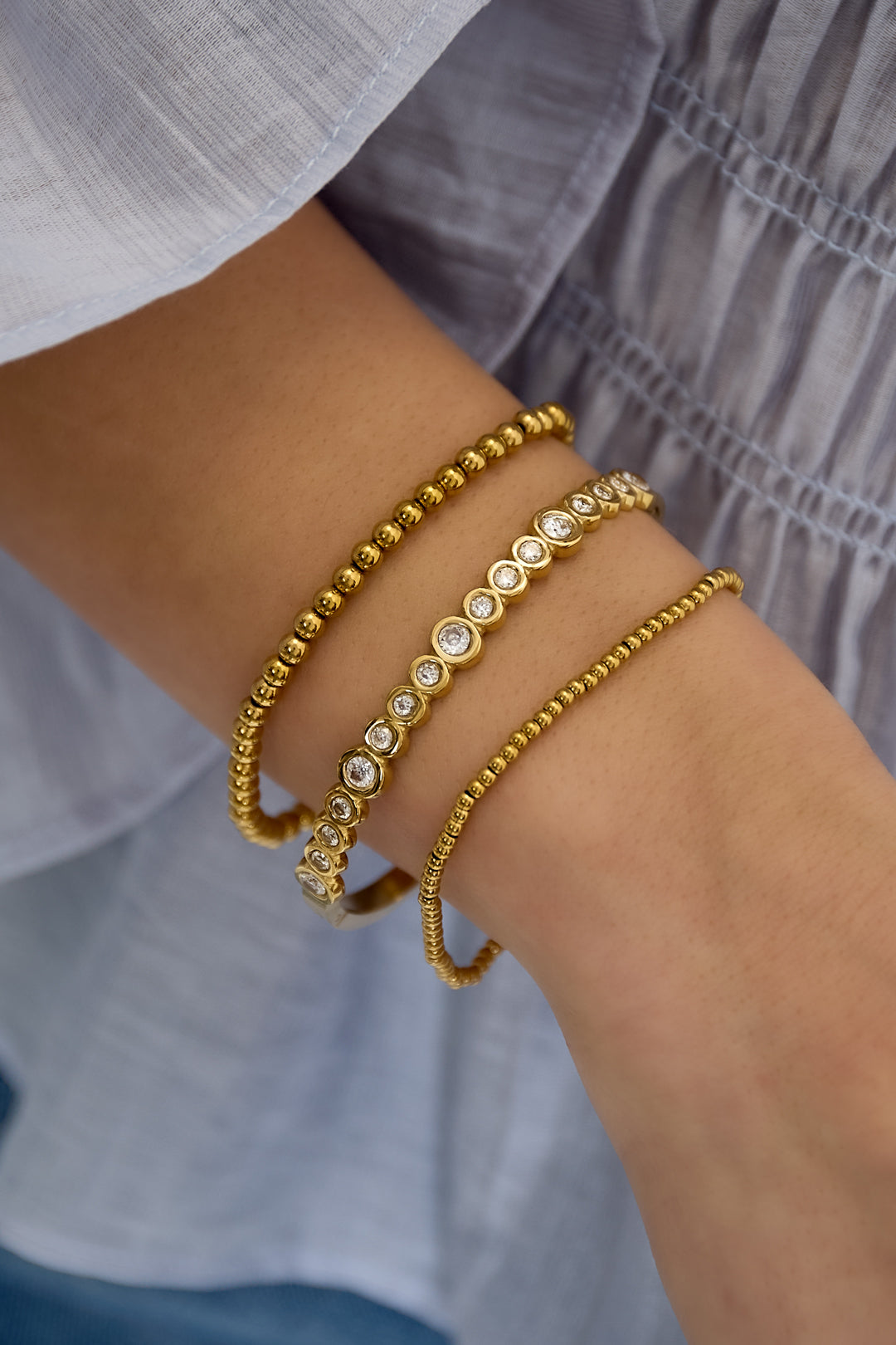 Bracelets en acier inoxydable à pois, série décontractée et simple pour le quotidien, bijoux pour femmes